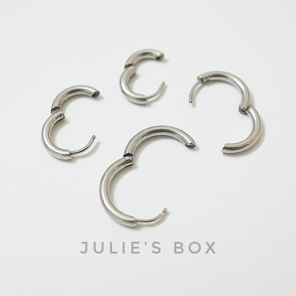 Khuyên Tai Hoop Tròn Nhiều Size Dày 2.5MM Xỏ Nam Nữ Hình Unisex Titanium Không Gỉ Không Ngứa Julies Box 66