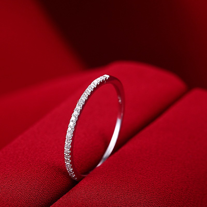 Nhẫn bạc 925 1 hàng đính pha lê lấp lánh xinh xắn dễ thương Dế Bạc –N1120