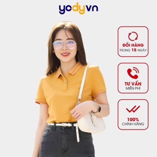 Áo Polo Yody nữ Bo kẻ Thun cộc tay chất liệu Cafe Thấm hút Mềm mịn APN3890