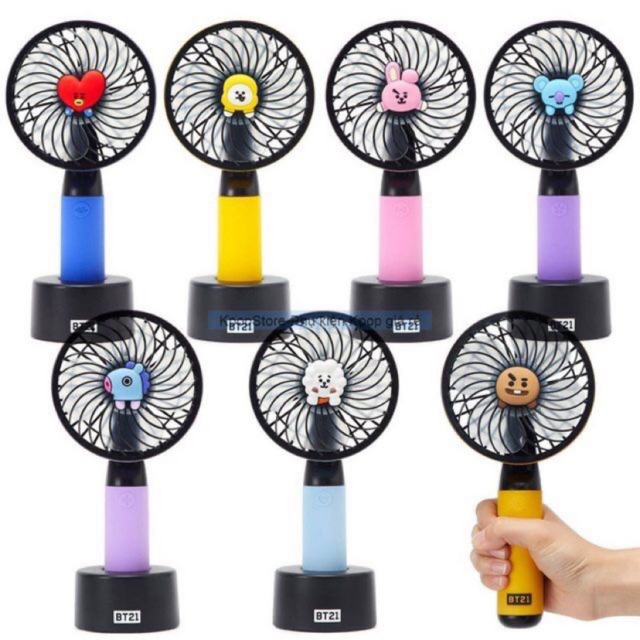 (Sẵn Tata, Cooky) Quạt cầm tay BT21 Handy Fan Ver.1 chính hãng