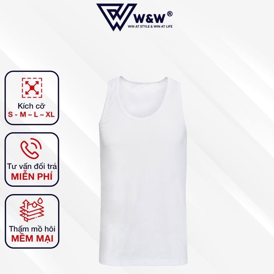 Áo Ba Lỗ Dệt Kim Đông Xuân Nam WW Màu Trắng Chất Liệu Cotton Thoáng Mát, Thấm Hút Mồ Hôi UNDERSHIRT01