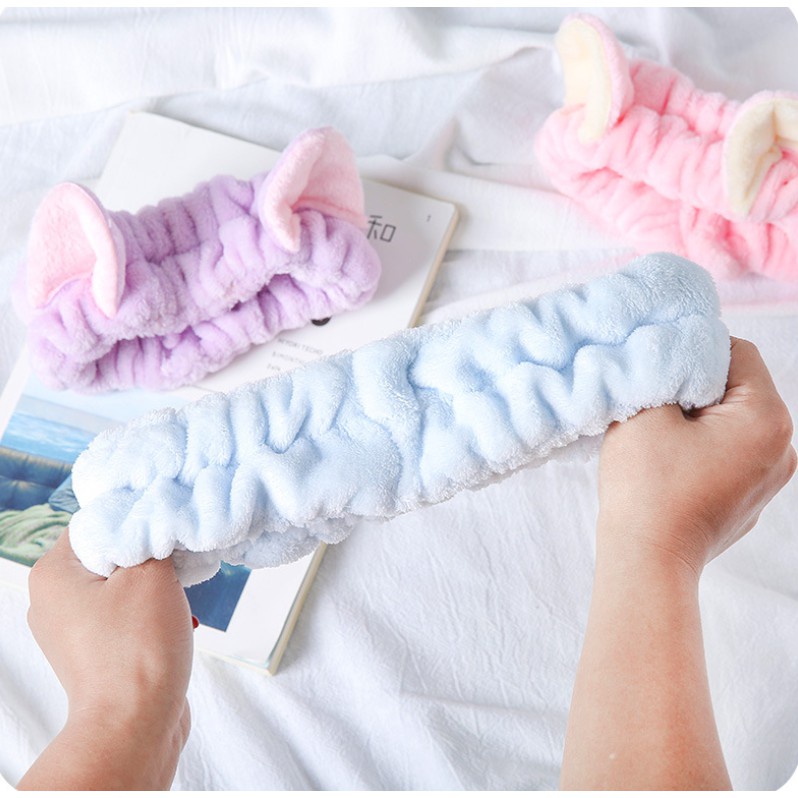 Băng Đô Tai Thỏ Trang Điểm Co Dãn Ba Chiều