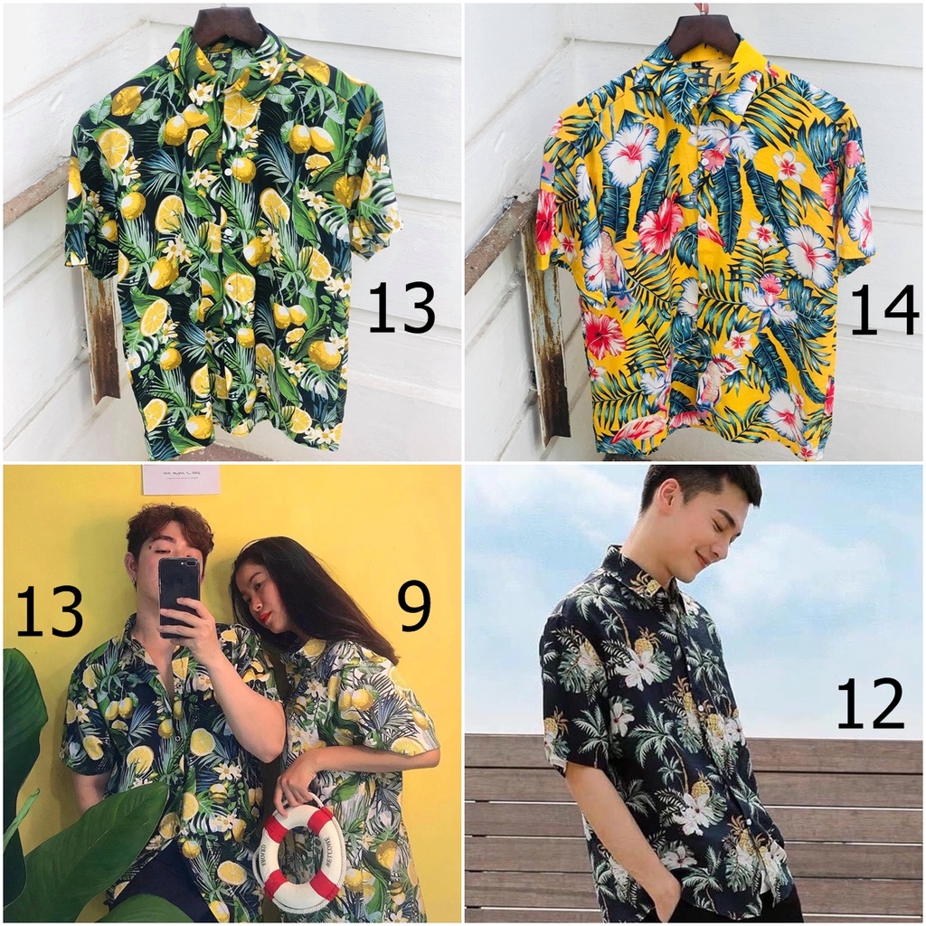 ÁO HOA LÁ QUẢ ĐI BIỂN CHẤT ĐŨI THÁI MỀM MÁT - ÁO SƠ MI UNISEX FORM RỘNG ĐỦ SIZE