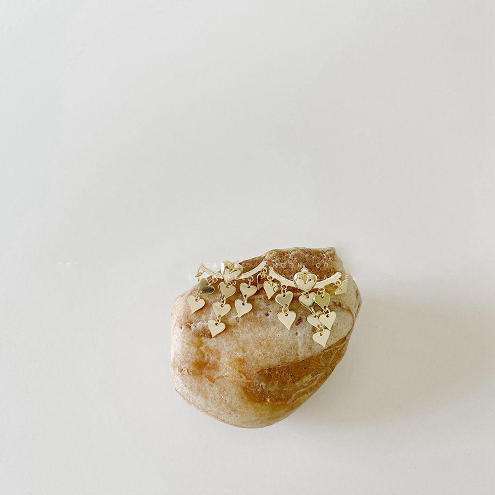 Hoa Tai Dáng Dài Hình Trái Tim Phối Tua Rua Phong Cách Hàn Quốc Thời Trang Cho Nữ