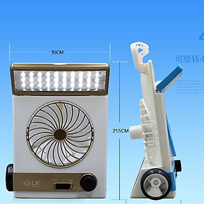 Quạt mini có đèn LED sử dụng năng lượng mặt trời sạc USB