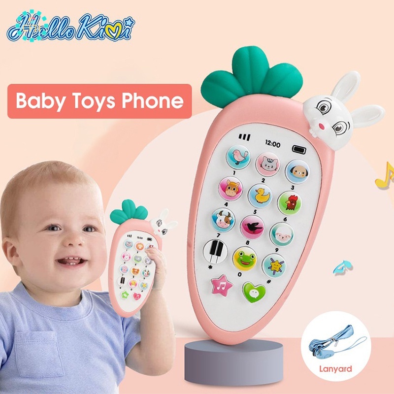 Điện Thoại Đồ Chơi Bằng Silicon Có Đèn Và Dây Đeo Cho Bé 0-1 Tuổi 2 Aaa
