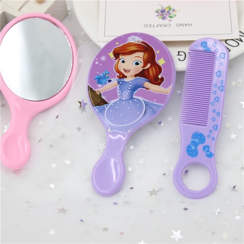 Gương cầm tay mini kèm lược bỏ túi cho bé đi học