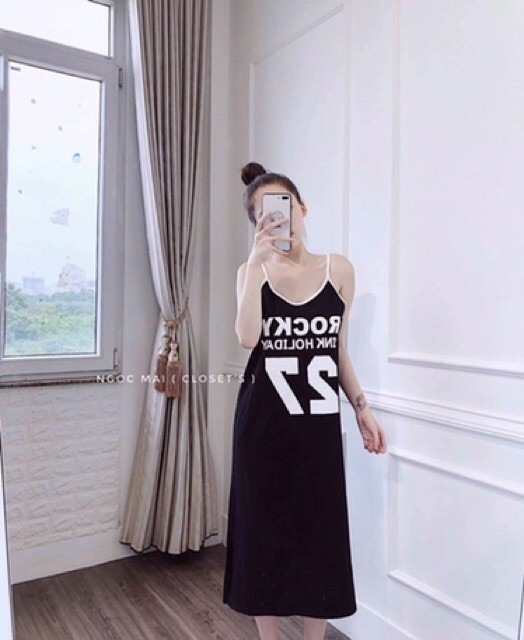 Váy xuông 2 dây dáng rộng in số 27 | BigBuy360 - bigbuy360.vn
