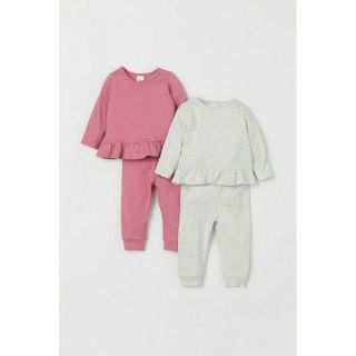 Set 2 bộ cotton mỏng dài tay HM cho bé gái