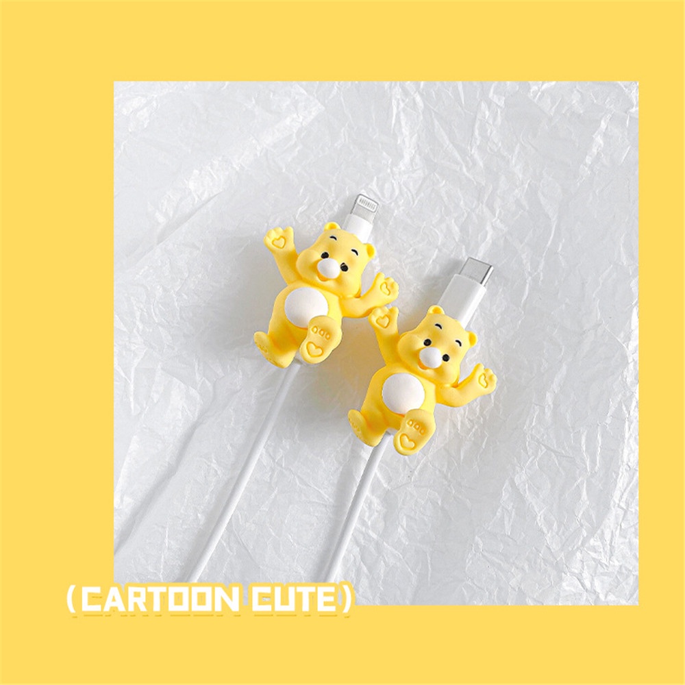 Phụ Kiện Bảo Vệ Dây Cáp Sạc Bằng Silicon Hình Hoạt Hình Dễ Thương Cho Apple Huawei Xiaomi