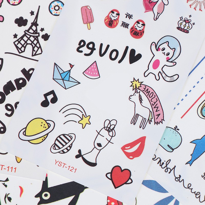 Bộ 10 Tấm Hình Xăm Dán Thiết Kế Dễ Thương Thời Trang