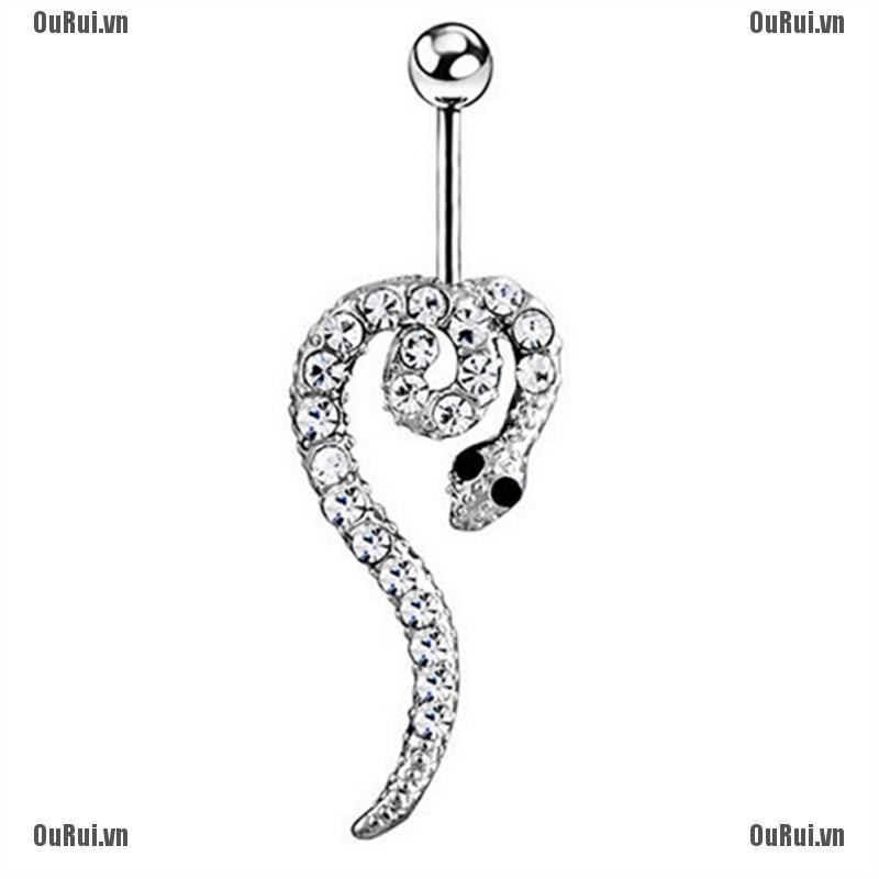 Khuyên Rốn Đính Đá Bạc Thời Trang Cá Tính Cho Nữ