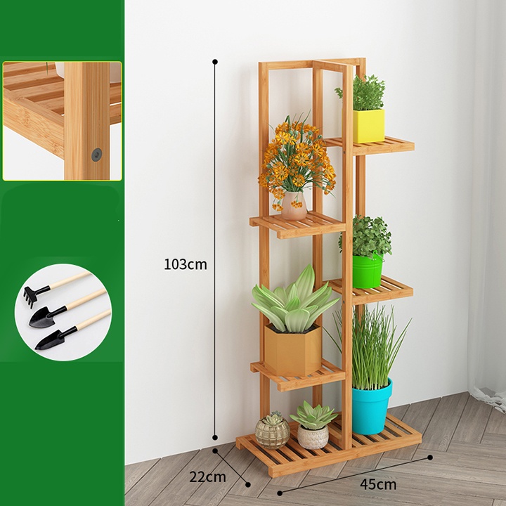 Bộ 3 kệ để chậu hoa bằng gỗ tre cao cấp - Kệ hoa trang trí decor gia đình sang trọng