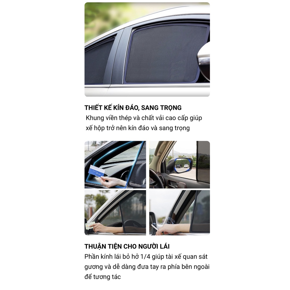 Rèm che nắng ô tô NAM CHÂM theo xe ⚡FREE SHIP - MỚI NHẤT⚡ - Combo 4 tấm chắn nắng - HÀNG LOẠI 1 DÀY DẶN VIỆT NAM