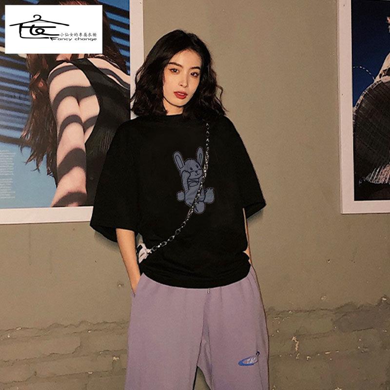 Áo Thun Cotton Tay Lỡ Dáng Rộng Phong Cách Hàn Quốc Thời Trang Xuân Hè Cho Nữ 2022