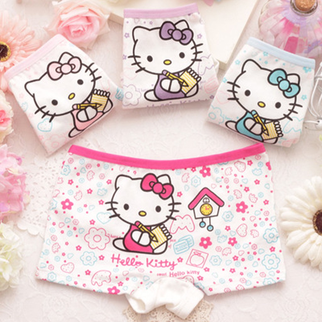 Quần Chip Đùi Trẻ Em, Quần Lót Cotton Từ 8 - 24kg Cho Bé Gái Hình Công Chúa Mèo Hello Kitty Cực Xinh - Doni House