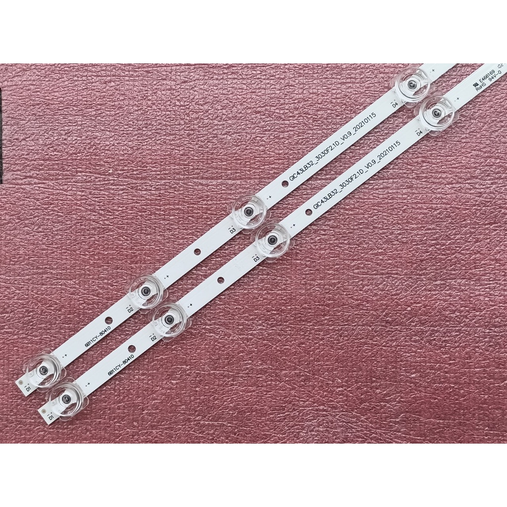 THANH LED TIVI TCL 43S6500 43S6800 43P8 43P65 MỚI 100% HÀNG ZIN HÃNG, BỘ 2 THANH, MỖI THANH 11 BÓNG 6V, DÀI 80,4cm.