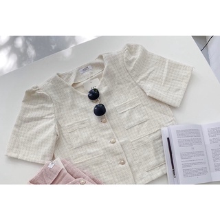 Áo Tweed cúc ngọc (627) (ảnh tự chụp)