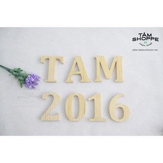 Chữ gỗ cao 15 cm từ A-Z 0-9 TAN
