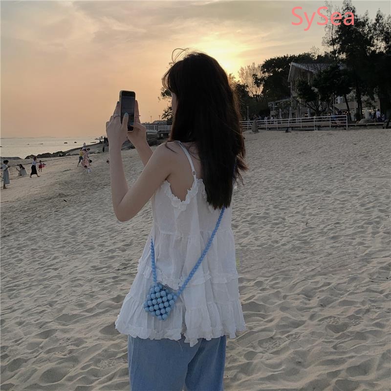 Áo Hai Dây Cổ Chữ V Thời Trang Mùa Hè Hàn Quốc Cho Nữ