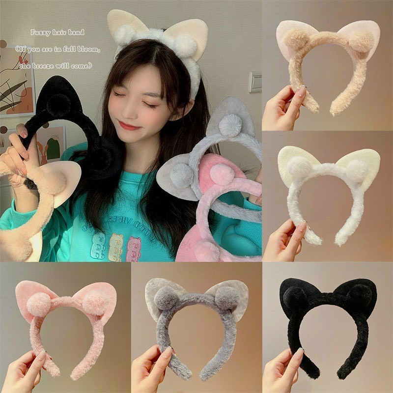 Băng đô cài tóc tai mèo nhồi bông