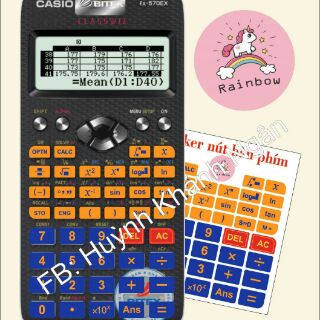 Decal nút dán máy tính casio 580