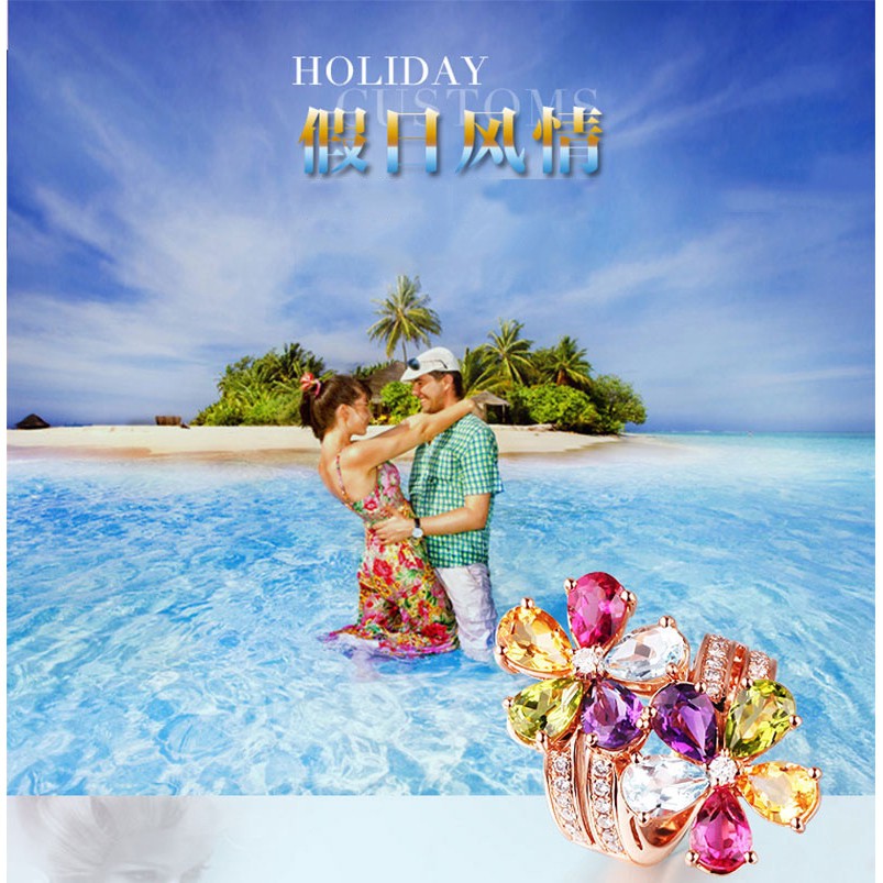 Nhẫn Mạ Bạc Hình Hoa Đính Đá Sang Trọng Cho Nữ