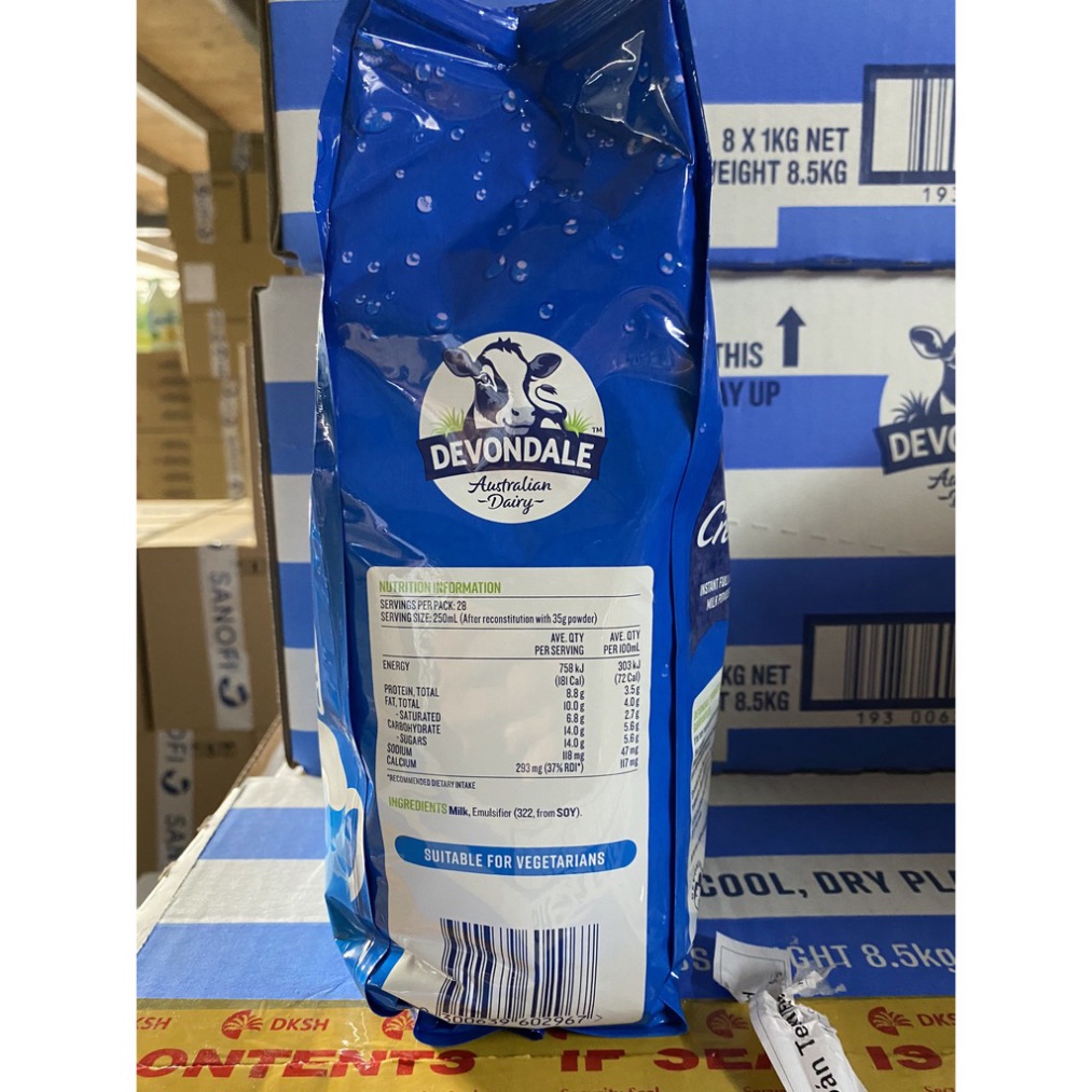Sữa Bột Nguyên Kem DEVONDALE 1kg - nhập vào Úc