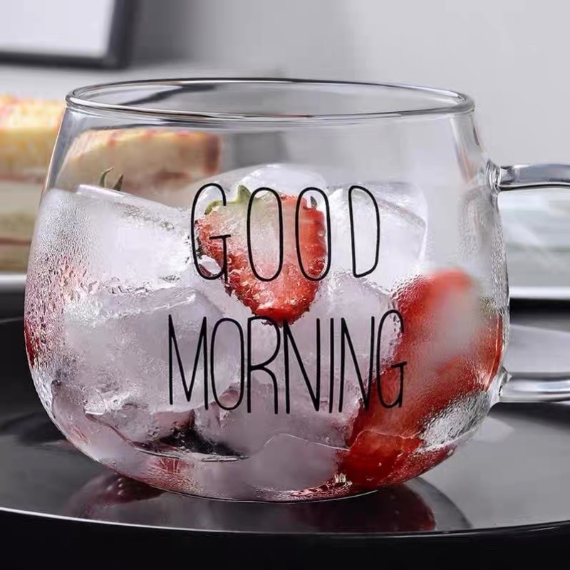 Ly thủy tinh Good Morning Ly uống trà cafe ăn ngủ cóc sáng tạo sẵn ít