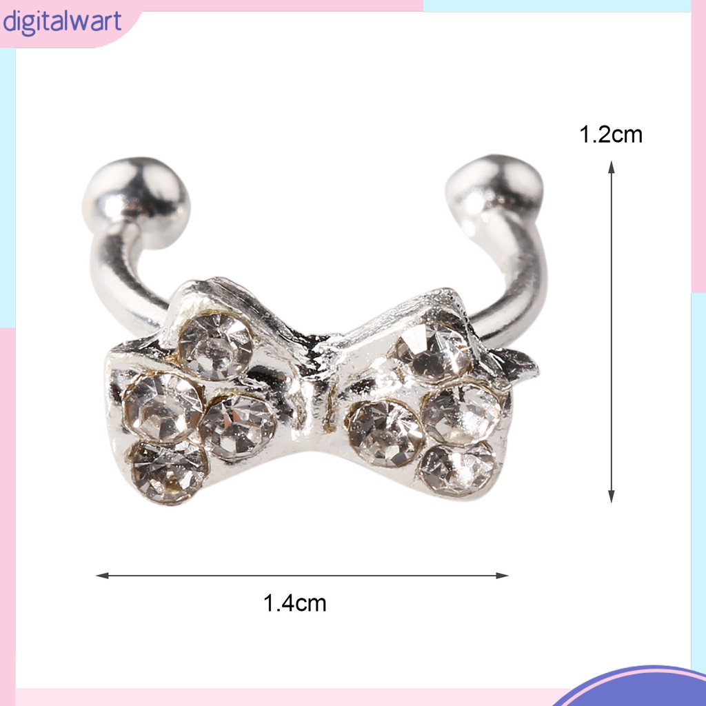 Khuyên vành tai đơn thiết kế hình nơ đính đá dễ thương sang trọng dành cho nữ