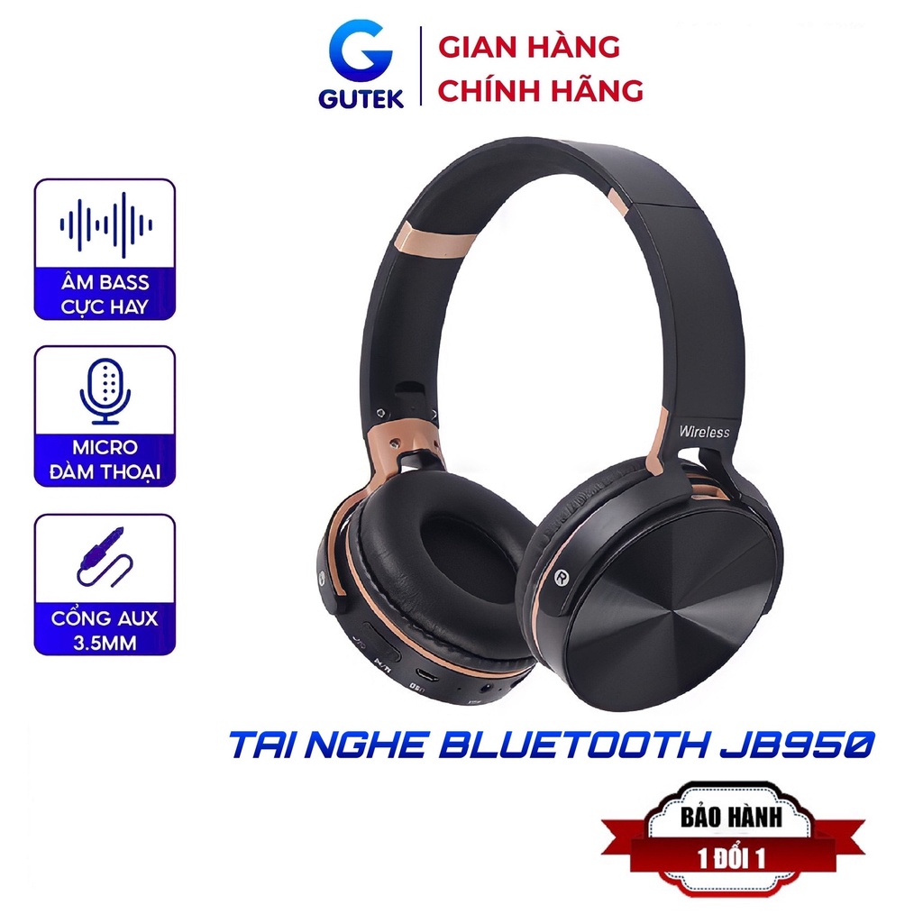 Tai nghe bluetooth không dây Gutek JB950 chụp tai bass mạnh có mic dùng được máy tính cổng 3.5mm