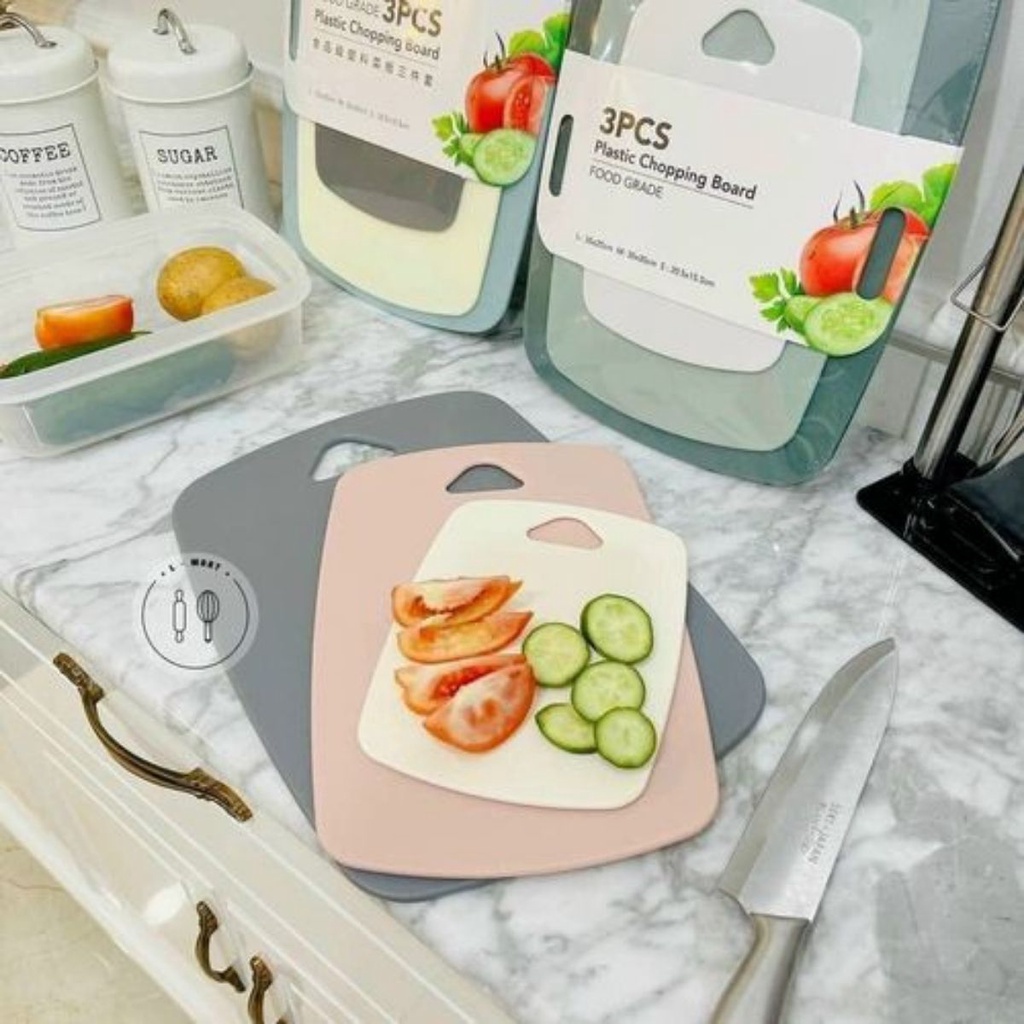 Thớt Kháng Khuẩn Combo 3 Thớt Nhựa Lúa Mạnh Nhiều Màu Hàng Loại Đẹp Chất Lượng Cao Tiện Dụng Gọt Trái Cây, Sơ Chế Đồ