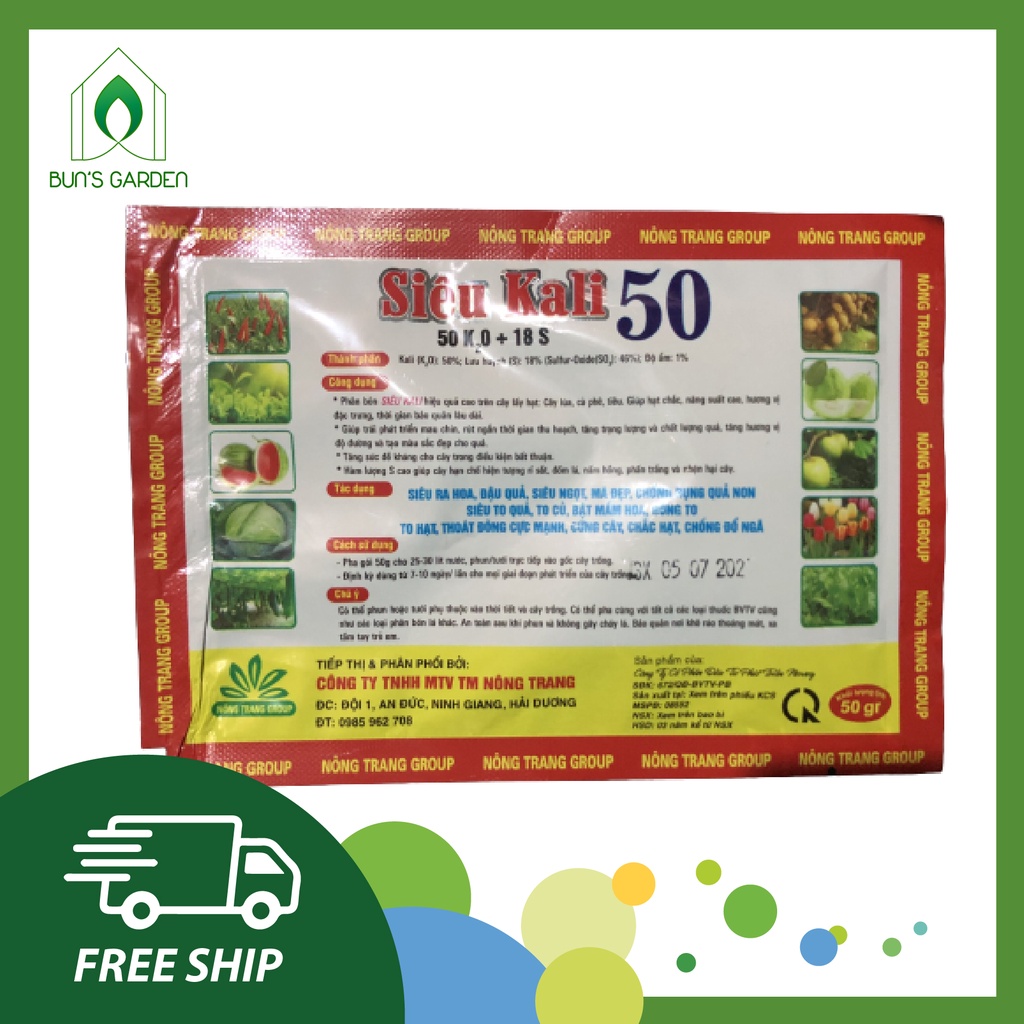 Siêu Kali 50 - siêu ra hoa đậu quả, ngọt quả, mã đẹp, to củ, chắc hạt, chống thối rụng - gói 50g