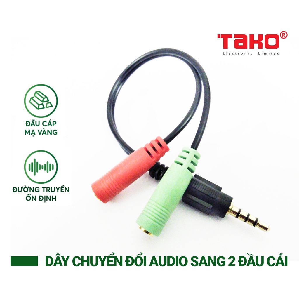 Bộ Chia Tai Nghe 1 Đầu Cắm Sang 2 Cổng Míc và Âm Thanh 3.5mm