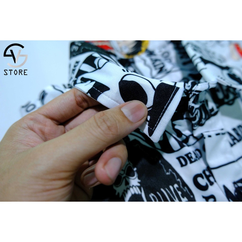 Áo sơ mi nam tay ngắn họa tiết LUFFY SVS0003 SV STORE Chất lụa chéo cao cấp, thoáng mát, thấm hút tốt | BigBuy360 - bigbuy360.vn