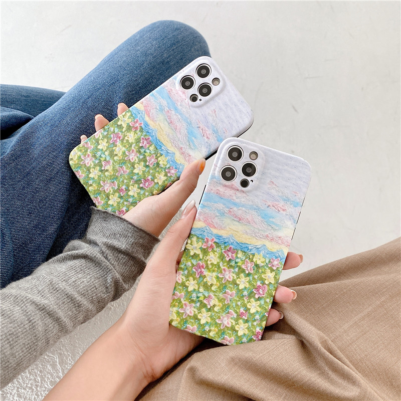 For Huawei P40 Pro P30 P20 Soft TPU an oil painting Sea of flowers pattern Phone Cases For Huawei Nova 7i 7T 7 6 5 4 3 Mate 40 30 20 Mobile Phone Back Cover