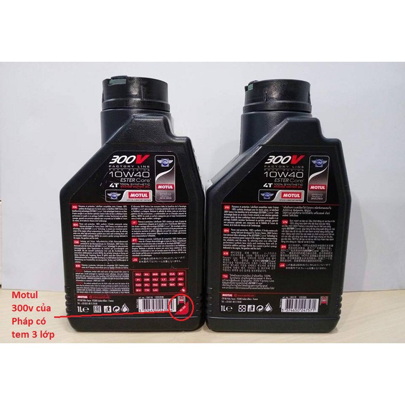 Motul 300V 10W40 1L (tem 3 lớp) nhập từ Pháp