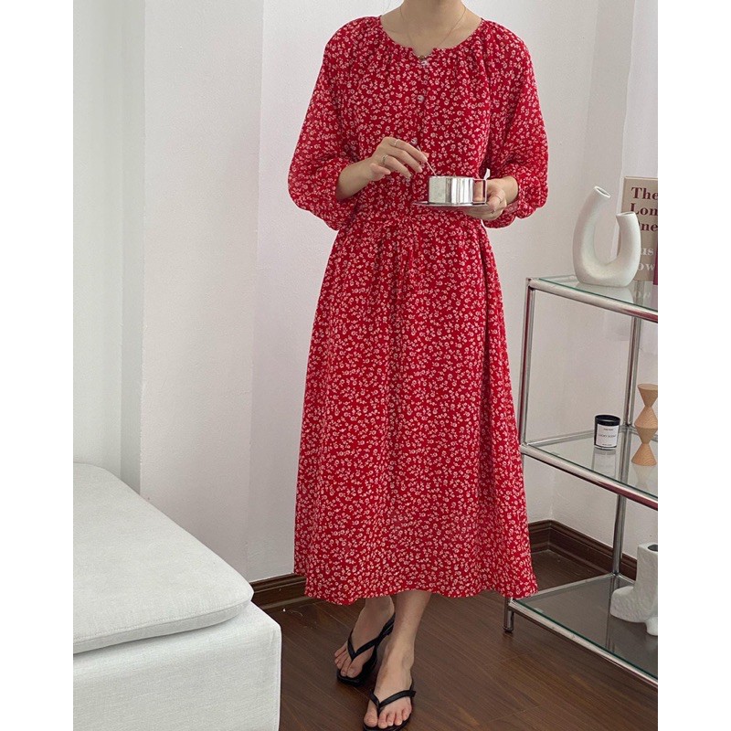 Doris Dress ( váy hoa nhí 2 màu xanh, đỏ)