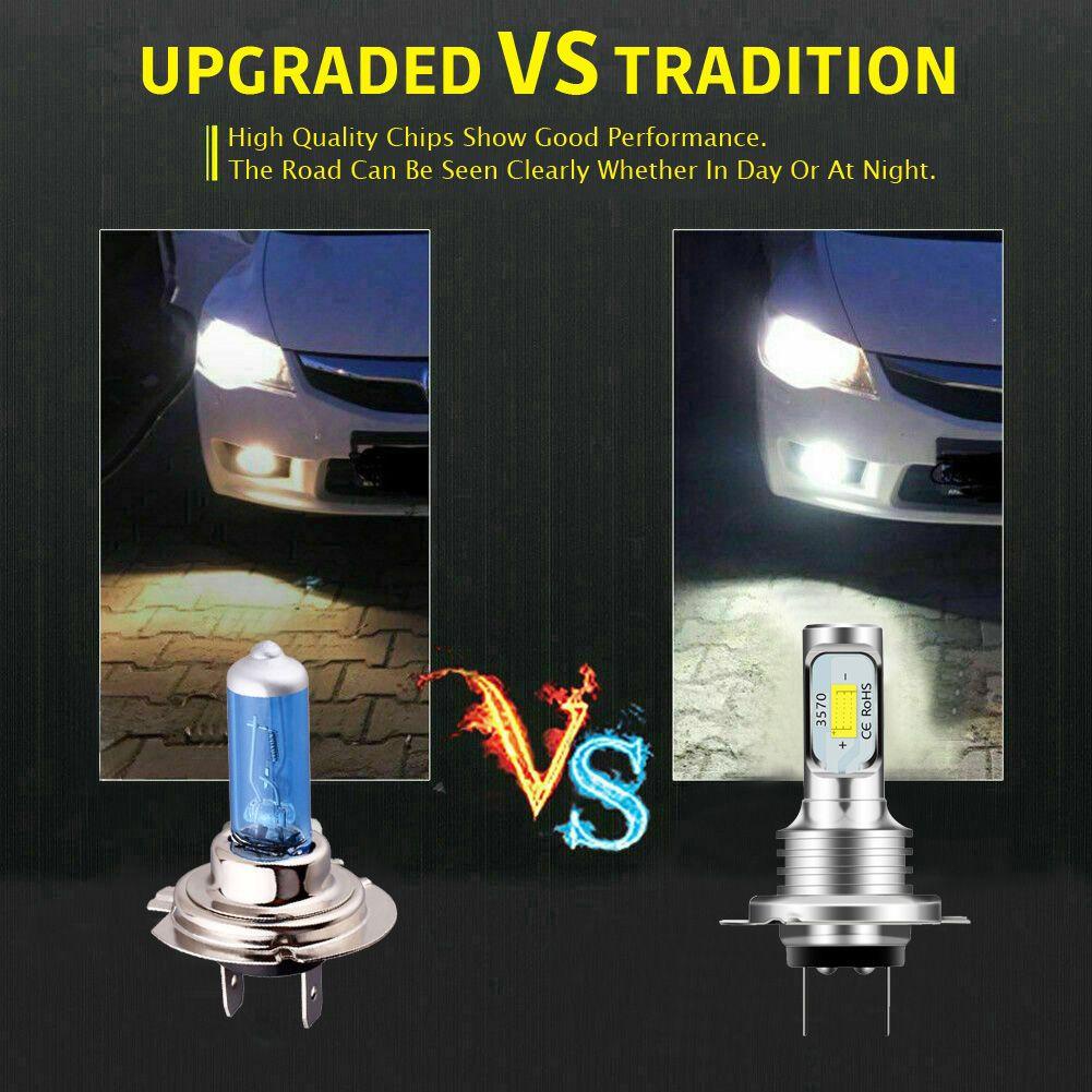 Set 2 Đèn Pha Xe Hơi H7 IP 68 Canbus 10000LM Hi Hoặc Lo Chùm Bóng Lo 6000K Chống Nước
