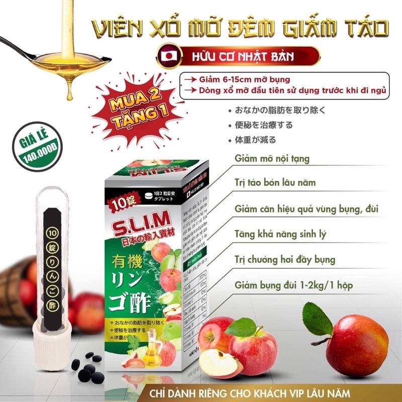 XỔ MỠ ĐÊM VIÊN GiẤm Táo 5 Ngày uống