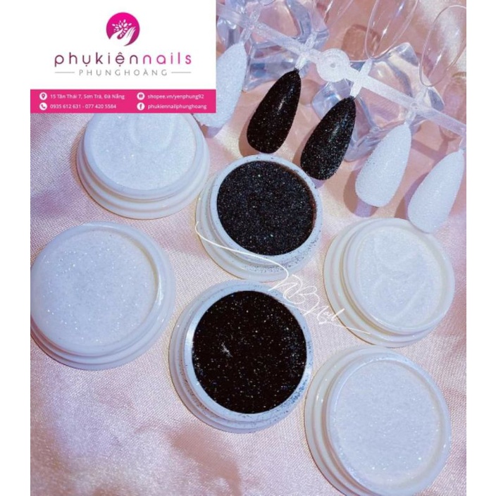 Nhũ cát rắc đen trắng - set 6 hũ