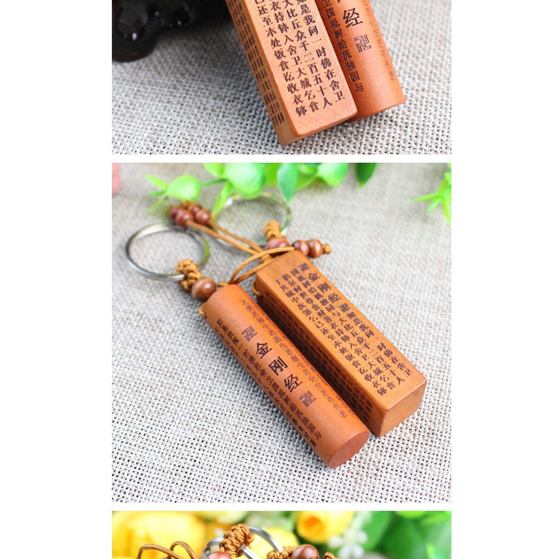 Móc Khóa Mặt Tròn Bằng Gỗ Đào Đính Kim Cương Thời Trang Cho Nam Và Nữ