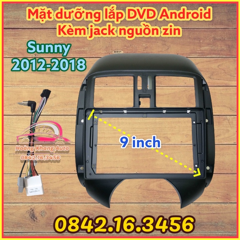 Mặt dưỡng Nissan Sunny 2012 - 2018, 9 INCH CÓ JACK NGUỒN ZIN theo xe