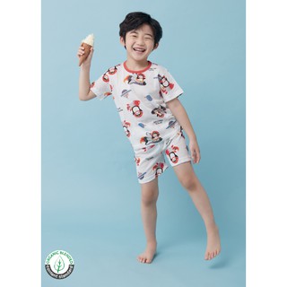 Bộ pijama cộc bé trai Penguin 100% Cotton - Olomimi Nhập khẩu Hàn Quốc