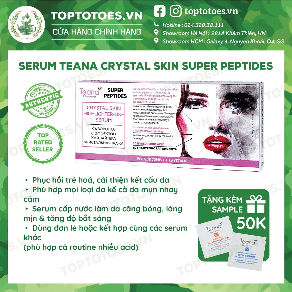 Serum Teana Super Peptides Crystal Skin 20ml làm căng bóng da, dưỡng ẩm