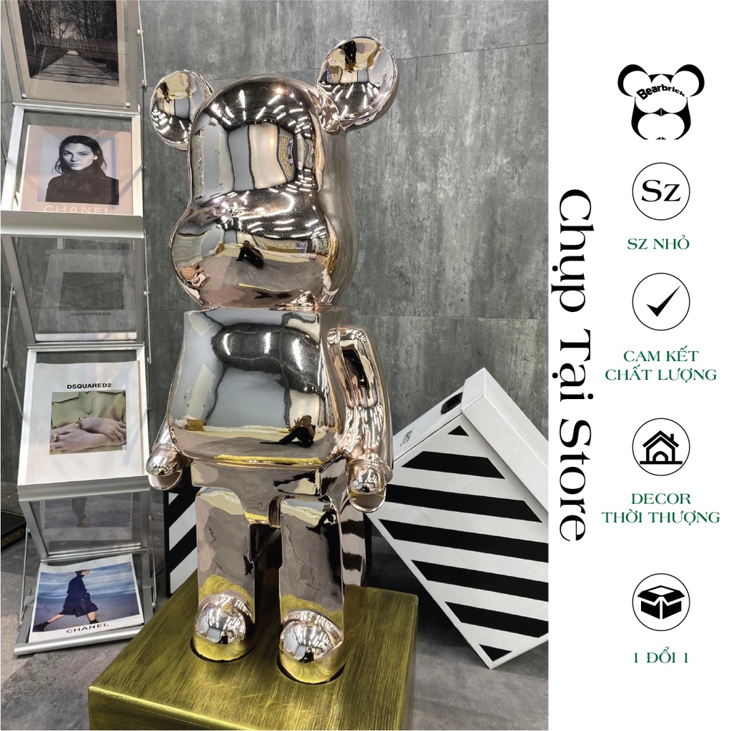 Bearbrick, gấu bearbrick 28cm, Mẫu Tráng Gương đủ màu chất liệu nhựa cao cấp - Chin Store