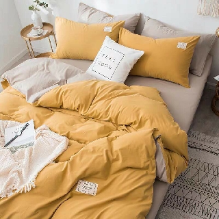 Bộ Chăn Ga Gối Cotton TC Hàng Nhập Khẩu Cao Cấp Màu Vàng Be