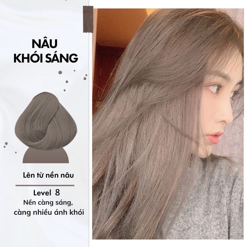 Thuốc Nhuộm Tóc Màu NÂU KHÓI SÁNG Không Tẩy