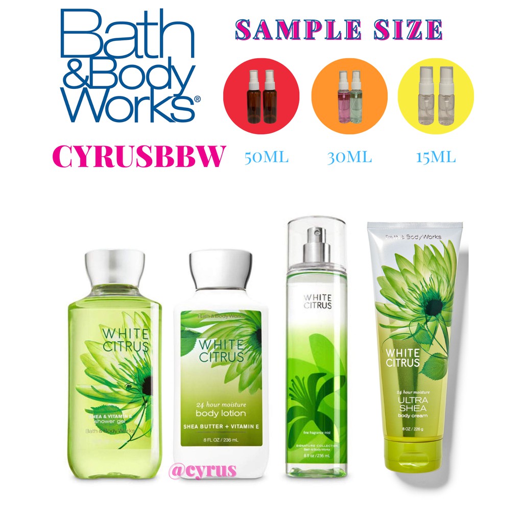 Bộ Sản Phẩm Mist Xịt Toàn Thân, Gel Tắm, Lotion Bath &amp; Body Works White Citrus Từ Mỹ