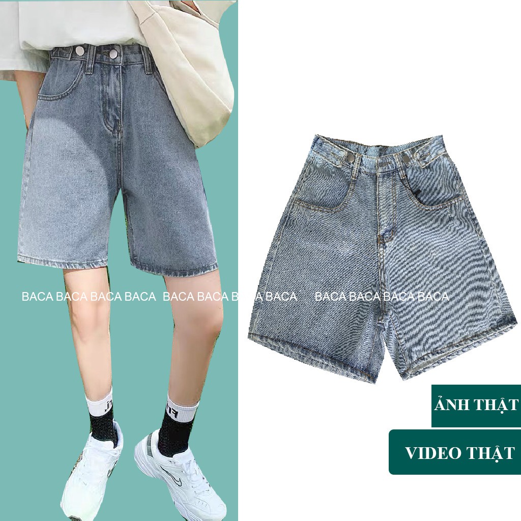 Quần Short Jean Ngố Nữ ulzzang dáng rộng điều chỉnh eo